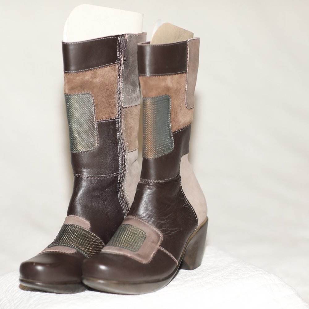 Naot Brown patchwork mid-calf boot